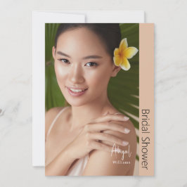 シンプリー ハー モダン ブライド フォト ベージュ ブライダル シャワー 招待状