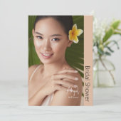 シンプリー ハー モダン ブライド フォト ベージュ ブライダル シャワー 招待状 (スタンド正面)