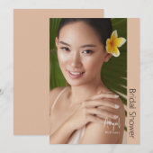 シンプリー ハー モダン ブライド フォト ベージュ ブライダル シャワー 招待状 (正面/裏面)