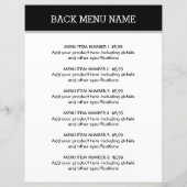 シンプルあらゆるビジネスのメニュー価格表テンプレート (裏面)