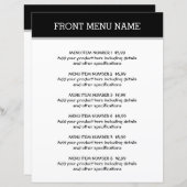 シンプルあらゆるビジネスのメニュー価格表テンプレート (正面/裏面)