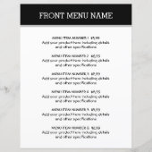 シンプルあらゆるビジネスのメニュー価格表テンプレート (正面)