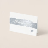 シンプルありがとうブラシのストロークカスタムロゴ銀 箔カード (正面)