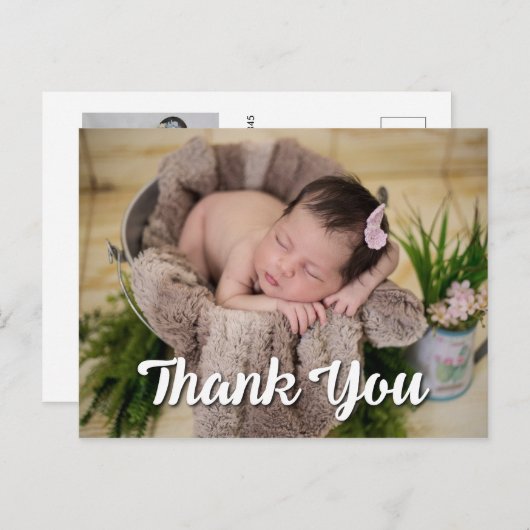 シンプルありがとう2枚の写真お誕生日おめでとうございます ポストカード (正面/裏面)