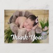 シンプルありがとう2枚の写真お誕生日おめでとうございます ポストカード (正面)