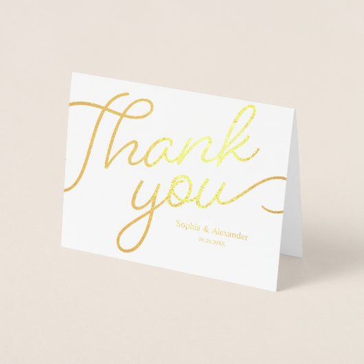 シンプルあり結婚がとう書の金ゴールド 箔カード (正面)