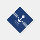 シンプルいかり航海のストライプベイビーシャワー スタンダードカクテルナプキン (角)