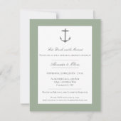 シンプルいかり航海のリハーサルディナーセージグリーン 招待状 (正面)