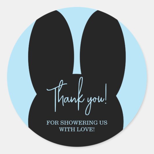 シンプルうさぎ赤ん感謝していだシャワー ラウンドシール (正面)