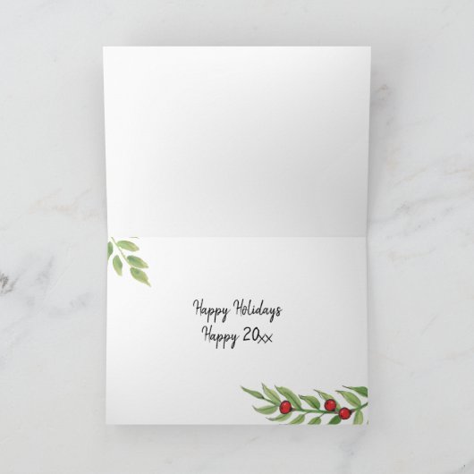 シンプルうさ素朴ぎの葉っぱの木のクリスマス新年 シーズンカード (内部)