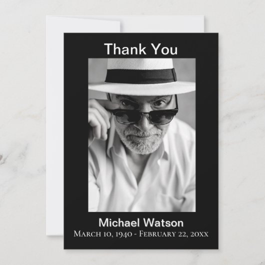 シンプルおじいちゃん葬儀フォトサンキューカード サンキューカード (正面)