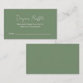 シンプルおむつラッフルセージ緑ベビーシャワー エンクロージャーカード (正面/裏面)