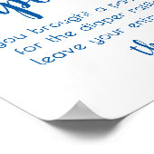 シンプルおむつラッフル |明るい青の赤ちゃんシャワー ポスター (角)