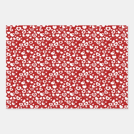 シンプルおもしろいかわいいレトロハートアートパターン ラッピングペーパーシート (正面3)