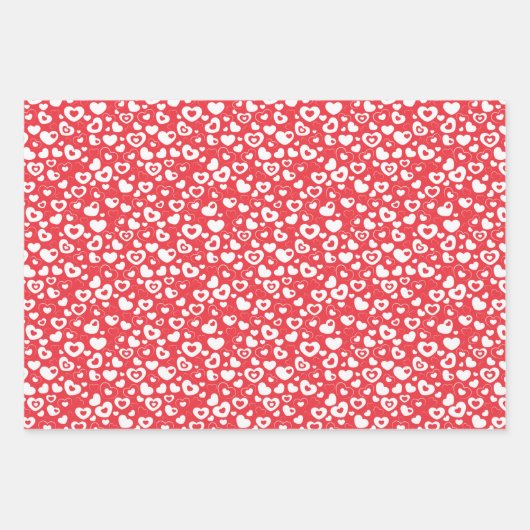 シンプルおもしろいかわいいレトロハートアートパターン ラッピングペーパーシート (正面2)