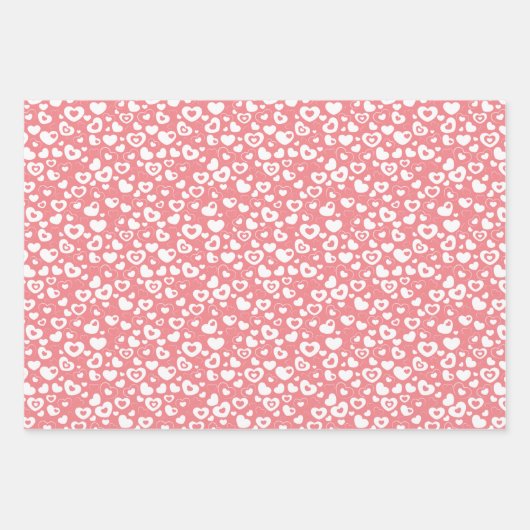 シンプルおもしろいかわいいレトロハートアートパターン ラッピングペーパーシート (正面)