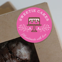 シンプルおもしろいとスタイルベーカリーミニマルケーキのロゴピンク