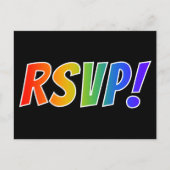 シンプルおもしろいカラフルレインボー文字「出欠！」 ポストカード (正面)