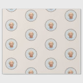 シンプルおもしろいシック編集可能ラウンドフォト水玉模様 ラッピングペーパー (フラット)