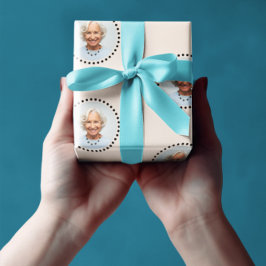 シンプルおもしろいシック編集可能ラウンドフォト水玉模様 ラッピングペーパー