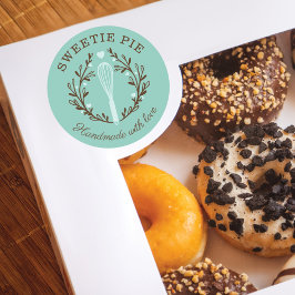 シンプルおもしろいスタイルベーカリーウィスクミニマルロゴティール（緑がかった色） ラウンドシール