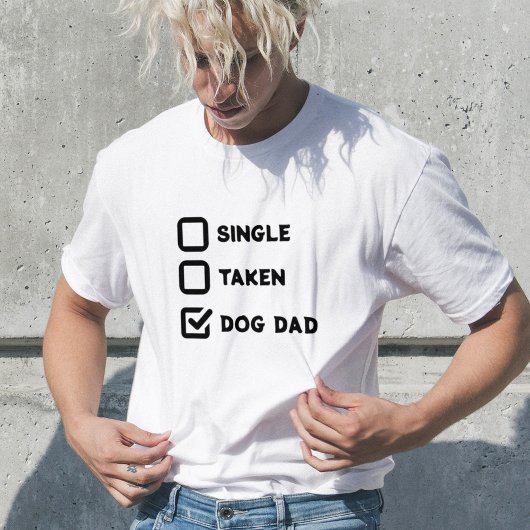 シンプルおもしろいチェッ独身のクボックス、撮影、犬のパパ白 Tシャツ