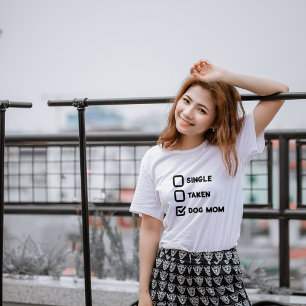 シンプルおもしろいチェッ独身のクボックス、撮影、犬の母の白 Tシャツ
