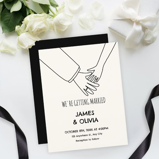 シンプルおもしろいハンドドロー結婚ド 招待状