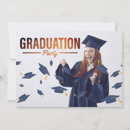 シンプルおもしろいフォト卒業パーティー招待状 招待状