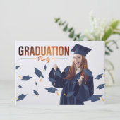 シンプルおもしろいフォト卒業パーティー招待状 招待状 (スタンド正面)