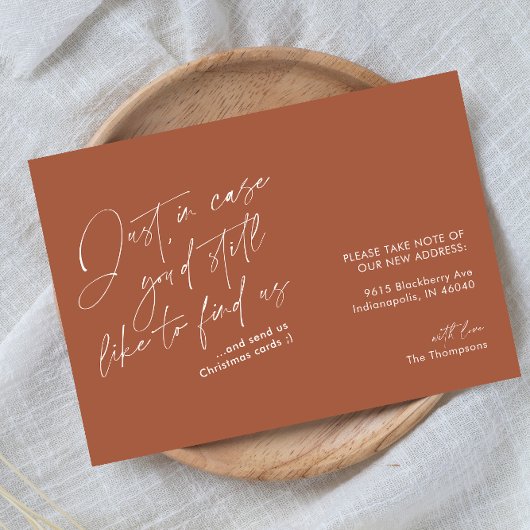 シンプルおもしろいモダンテラコッタラストムービング 案内状