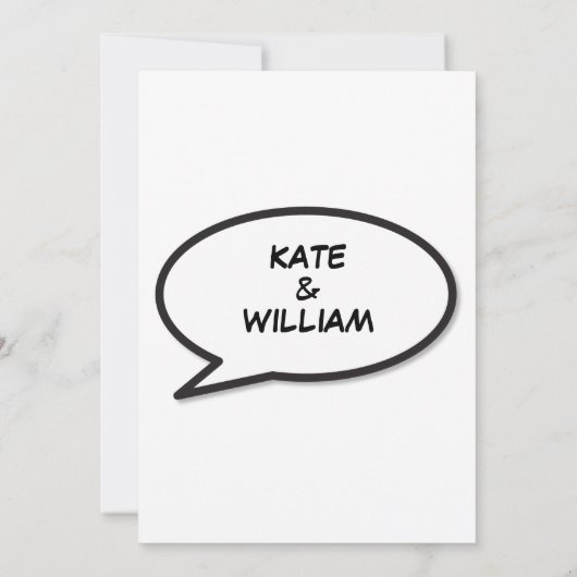 シンプルおもしろいモダン漫画白黒結婚ズ 招待状 (裏面)