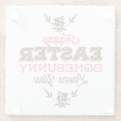 シンプルおもしろい文字ハッピーイースター ガラスコースター (裏面)