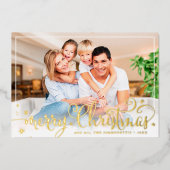 シンプルおもしろい書道楽しいクリスマス 箔シーズンカード (正面)