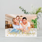 シンプルおもしろい書道楽しいクリスマス 箔シーズンカード (立ち正面)