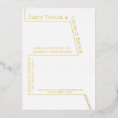 シンプルおもしろい白黒モダン結婚金ゴールド 箔招待状 (正面)