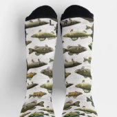 シンプルおもしろい魚釣りフィッシュお洒落かわいい ソックス (上部)