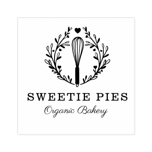 シンプルおもしろい・スタイルベーカリーウィスクミニマルロゴ ラバースタンプ (インプリント)