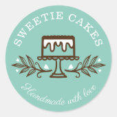 シンプルおもしろい・スタイルベーカリーミニマルケーキロゴティール（緑がかった色） ラウンドシール (正面)