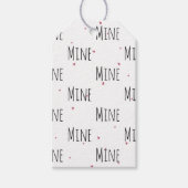 シンプルおもしろい「マイン」編集可能タイプパターン+ハート ギフトタグ (正面)