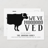 シンプルおもしろいCow引っ越しましたの新しいアドレスの移動 案内ポストカード (正面/裏面)