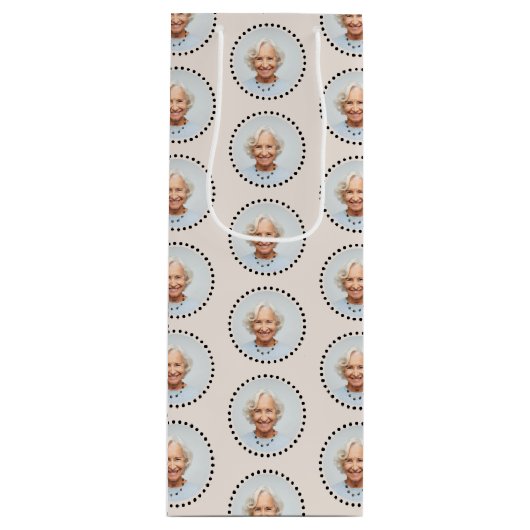 シンプルおもしろいCute Editable Round Photo水玉模様 ワインギフトバッグ (正面)