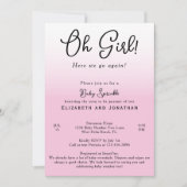 シンプルおもしろいOh Girl Pink 2nd赤ちゃんシャワー散水 招待状 (正面)