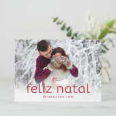 シンプルおよびおもしろいの赤| Felizの出生のクリスマスの写真 シーズンカード (スタンド正面)