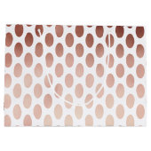 シンプルおよびゆとりのばら色の金ゴールドの水玉模様パターン ラージペーパーバッグ (裏面)