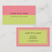シンプルおよびモダンなピンクおよび緑 名刺 (正面/裏面)