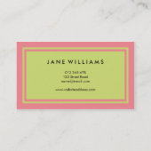 シンプルおよびモダンなピンクおよび緑 名刺 (裏面)