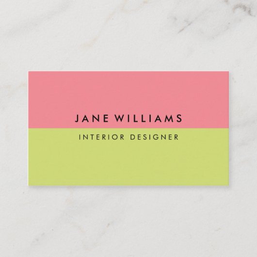 シンプルおよびモダンなピンクおよび緑 名刺 (正面)