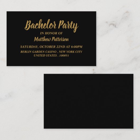 シンプルおよびモダン、バチュラーパーティチケット招待状 名刺 (正面/裏面)