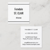 シンプルおよび普通法的プロフェッショナル名刺 スクエア名刺 (正面/裏面)